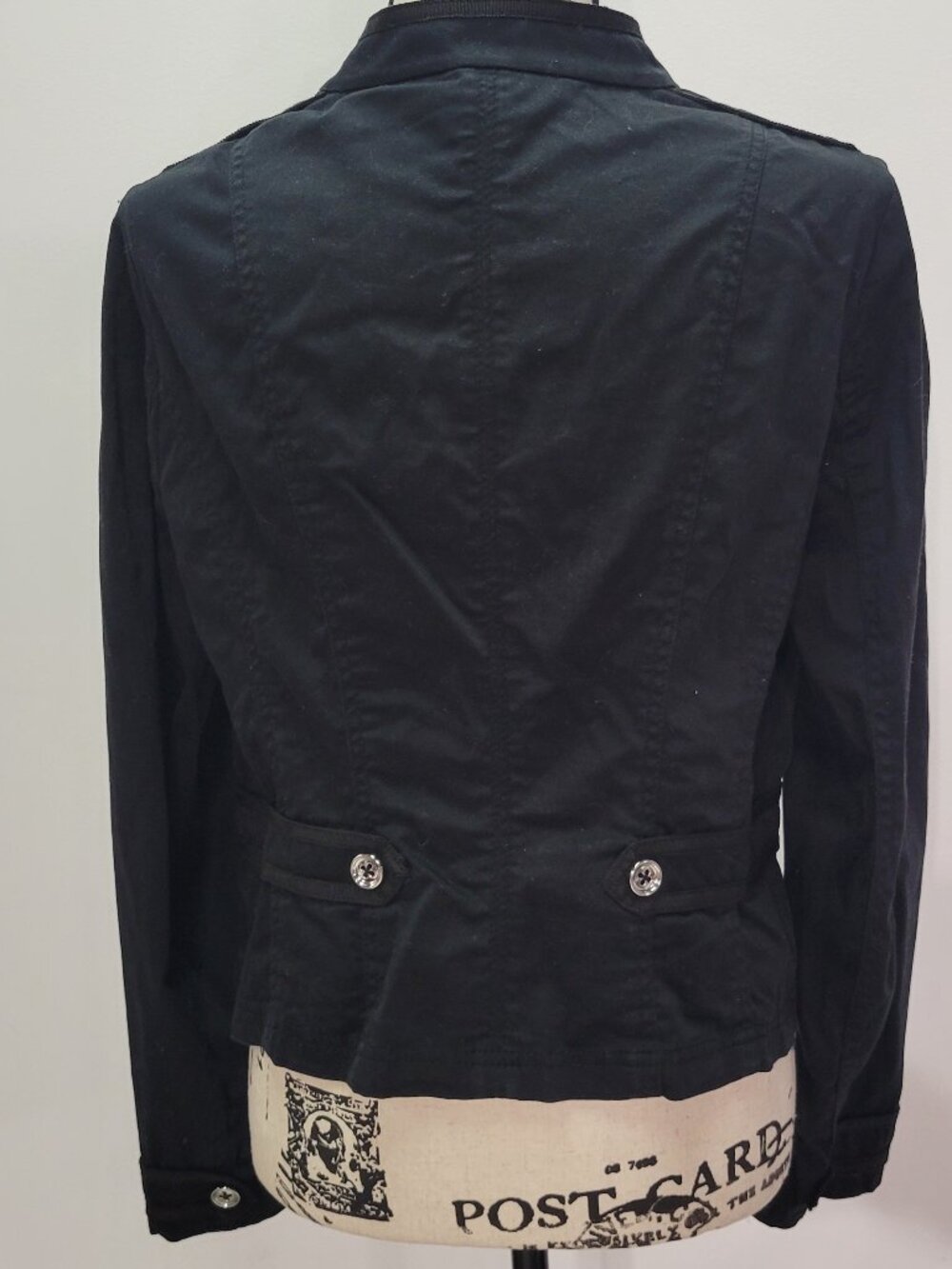 White House Black Market Black Military Jacket Size 14 Silver Buttons - Picture 4 of 12